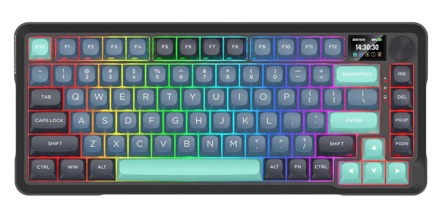 Klawiatura mechaniczna Redragon K724GBG-RGB-PRO Behemoth Mint Mambo Szaro-niebieski