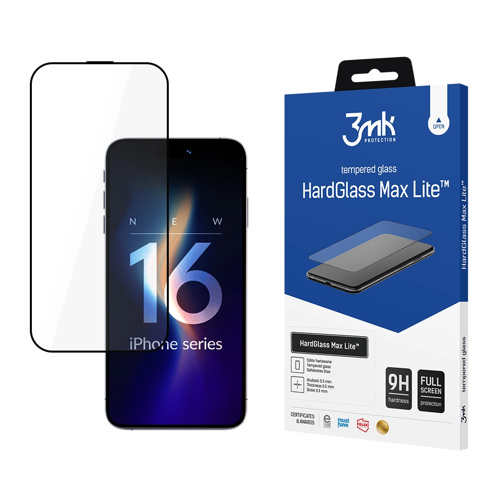 Szkło hartowane 3mk HardGlass Max Lite Black do iPhone 16 Pro Max