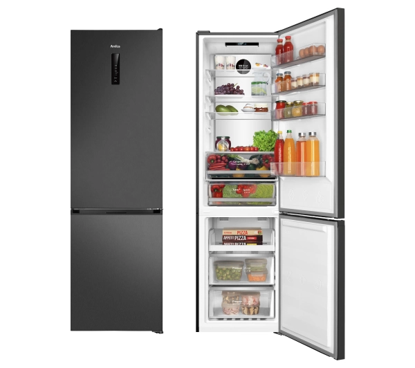 Amica FK3706D.5DFZXC (A) Pełny No Frost 200cm Komora świeżości Czarny Inox - Kup na Raty - RRSO 0%