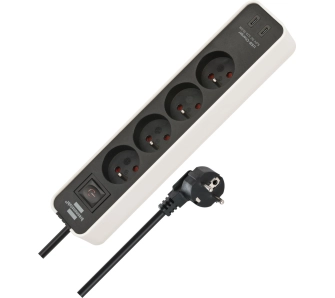 Listwa Brennenstuhl Ecolor 4 gniazda 1,5m 2xUSB-C Czarno-biały