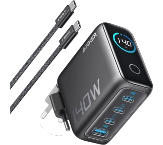 Ładowarka sieciowa Anker B2697GZ1 3xUSB-C USB 140W Czarny + kabel USB-C do USB-C