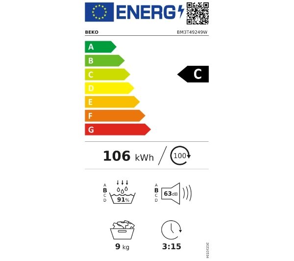 Beko pralka b300 BM3WFU49415WBDC EnergySpin 9kg 1400obr/min + suszarka b300 BM3T49249WBDC 58,6cm 9kg - TRZECI -55%, ALBO 5-TY ZA 1ZŁ - Kup na Raty - RRSO 0%