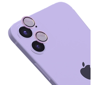 Szkło hartowane Bizon na aparat z aplikatorem Snap Lens do iPhone 12/12 Mini/11 fioletowa ramka