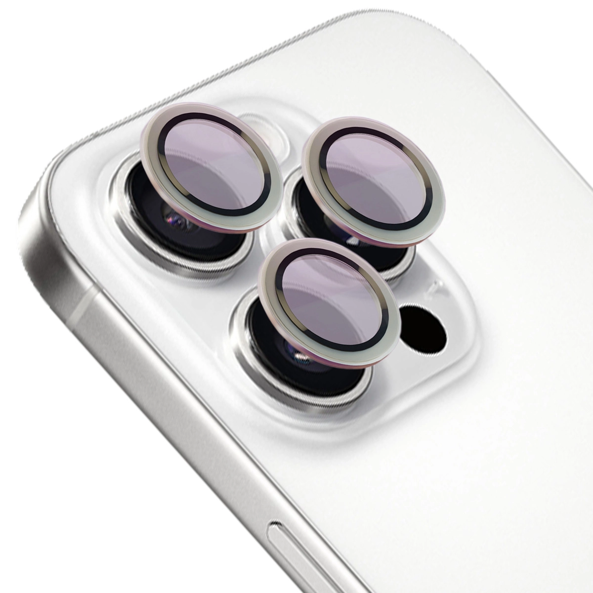 Szkło hartowane Bizon na aparat z aplikatorem Snap Lens do iPhone 16 Pro/16 Pro Max srebrna ramka