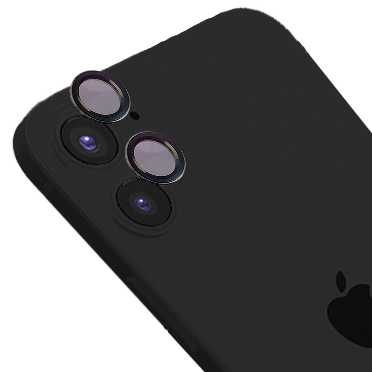 Szkło hartowane Bizon na aparat z aplikatorem Snap Lens do iPhone 12 / 12 Mini / 11 czarna ramka