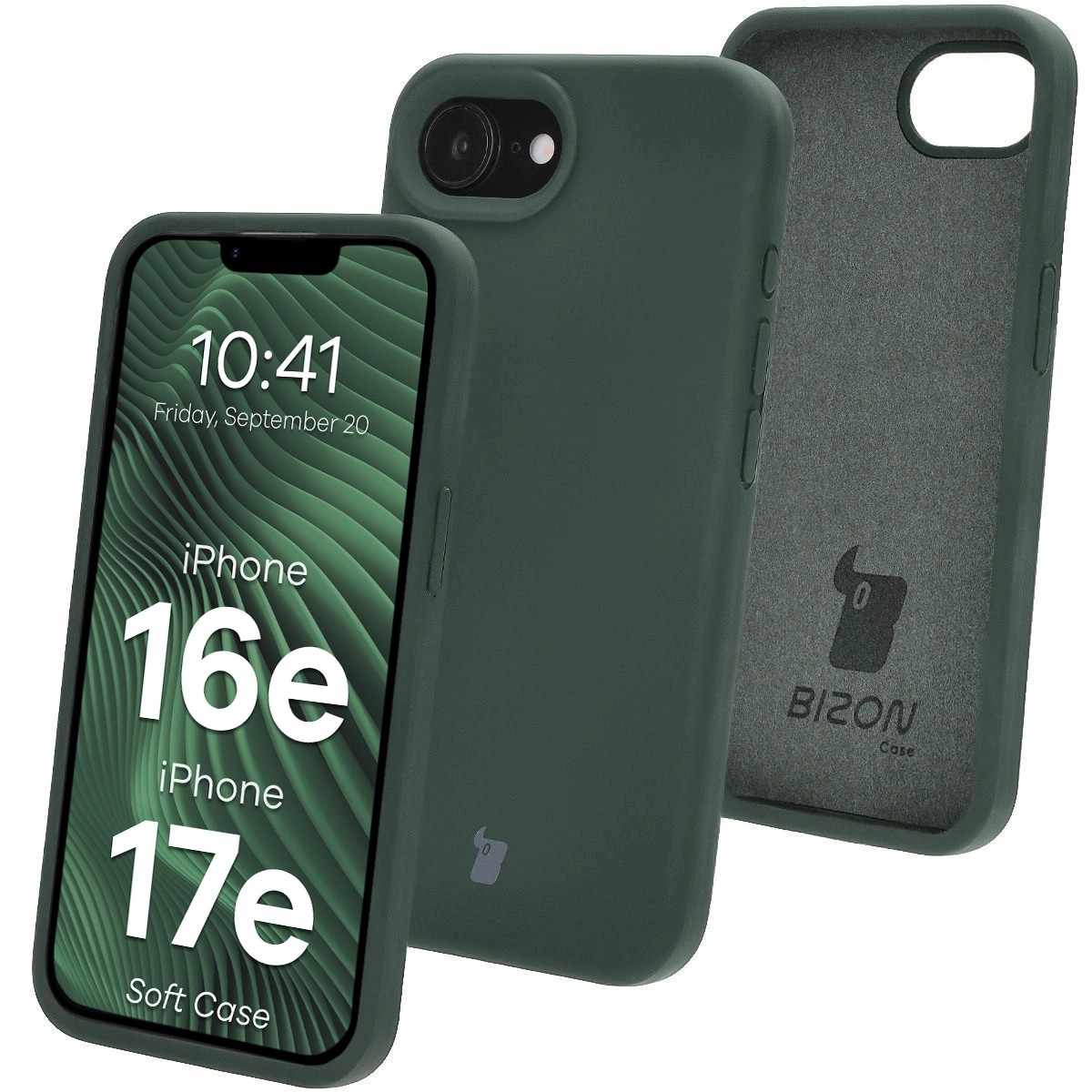 Etui Bizon Silikonowe Soft do iPhone 16e/17e Ciemnozielony