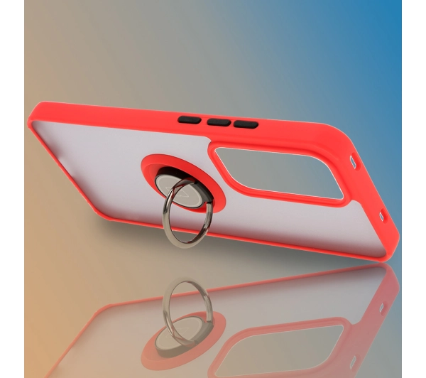 Bizon z uchwytem na palec Hybrid Ring do Oppo Reno 12 Pro przydymione z Czerwoną ramką