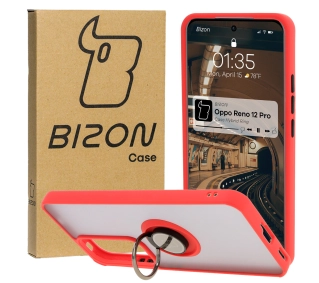 Bizon z uchwytem na palec Hybrid Ring do Oppo Reno 12 Pro przydymione z Czerwoną ramką
