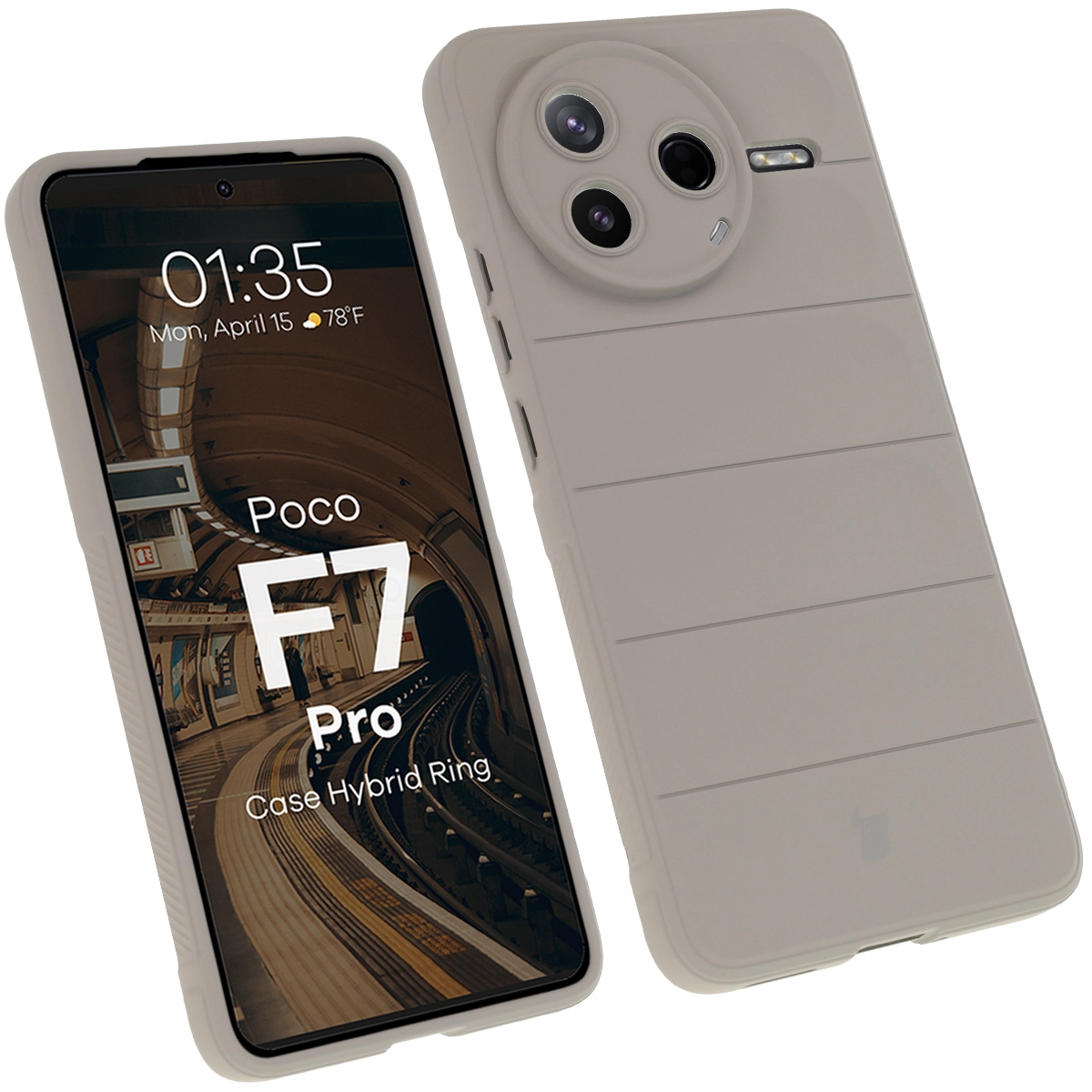 Etui Bizon Tur do Xiaomi Poco F7 Pro Jasnoszary