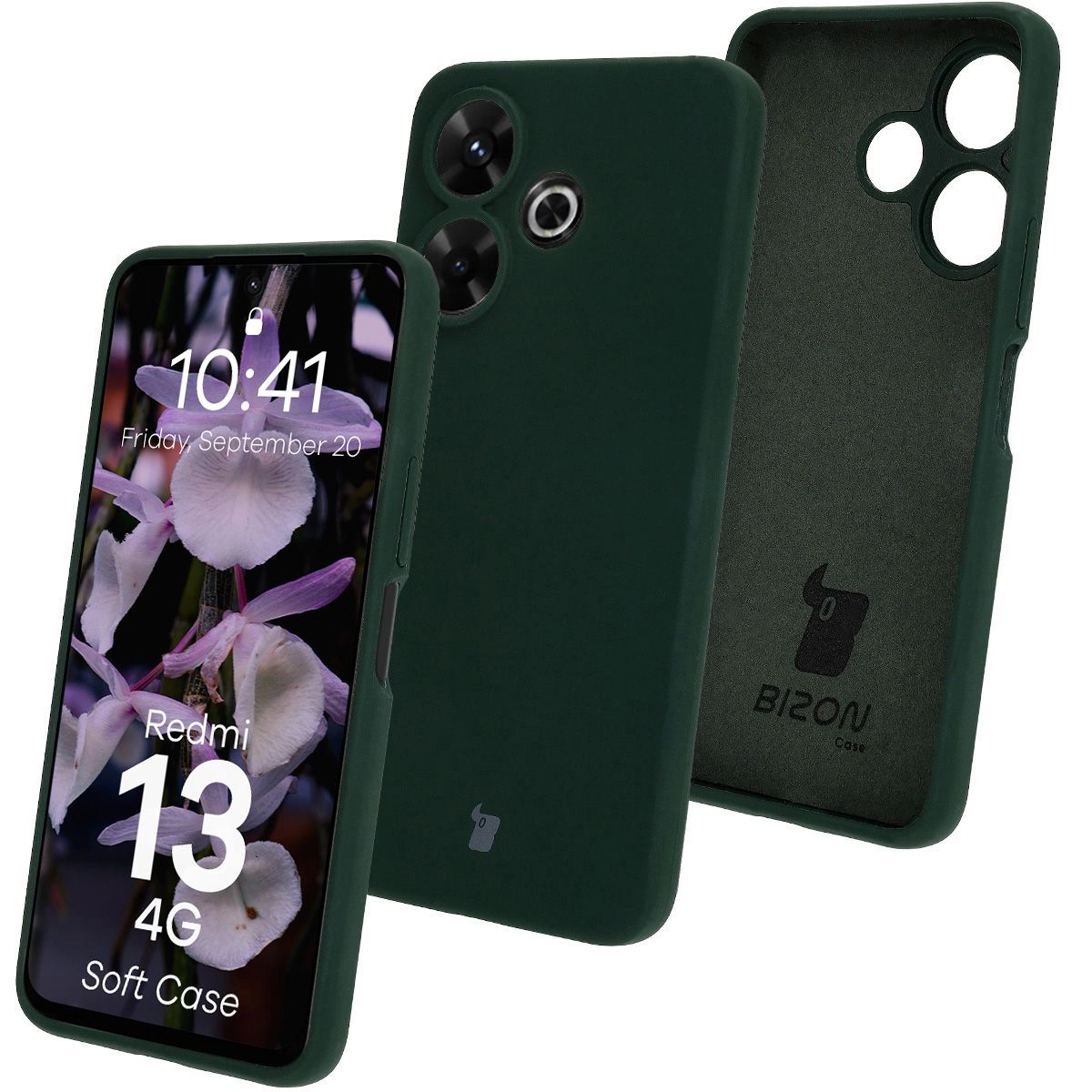Etui Bizon Silikonowe Soft do Xiaomi Redmi 13 4G Ciemnozielony