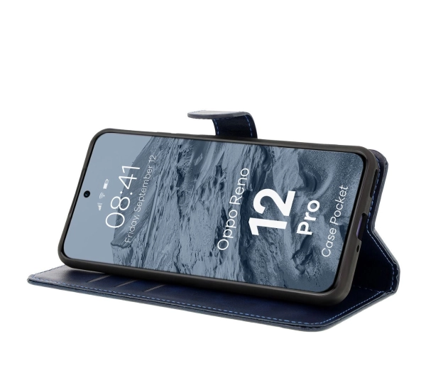 Bizon z klapką Pocket do Oppo Reno 12 Pro Granatowy