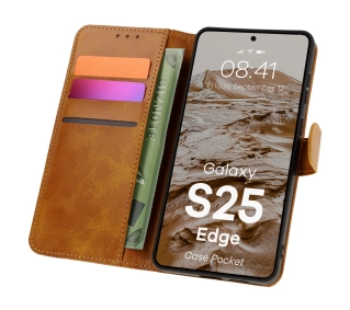 Bizon z klapką Pocket do Samsung Galaxy S25 Edge Brązowy
