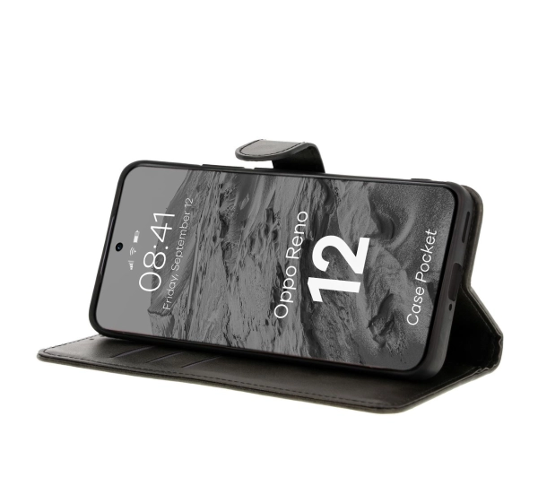 Bizon z klapką Pocket do Oppo Reno 12 Czarny