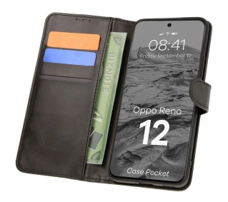 Bizon z klapką Pocket do Oppo Reno 12 Czarny