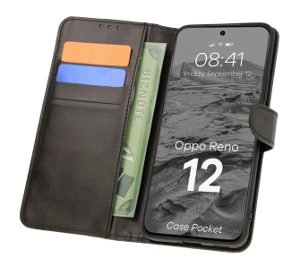 Etui Bizon z klapką Pocket do Oppo Reno 12 Czarny