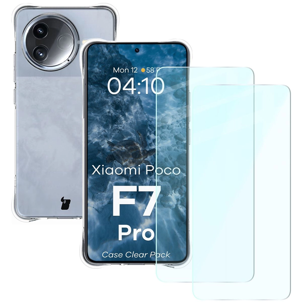 Zestaw ochronny Bizon elastyczne etui Salpa + 2x szkło hartowane Clear Pack do Xiaomi Poco F7 Pro
