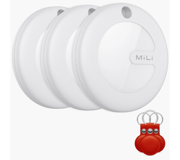 Lokalizator MILI MiTag Biały (3 szt.) + Etui Czerwony (3 szt.)