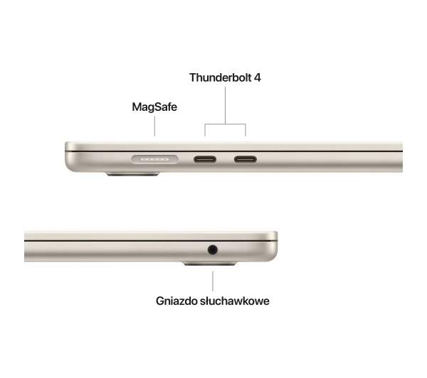 Apple MacBook Air 2025 15,3" M4 16GB RAM 256GB Dysk macOS Księżycowa poświata 70W Funkcje AI - Kup na Raty - RRSO 0%