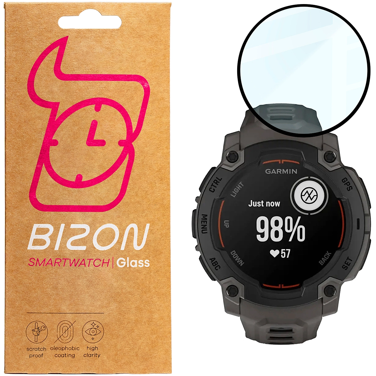 Szkło hybrydowe Bizon Edge Hybrid do Garmin Instinct E 45 mm