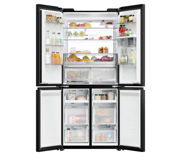 Haier HCKR7819DWGB Pełny No Frost Space Fit Czarne szkło Oświetlenie tylnej ściany - Kup na Raty - RRSO 0%