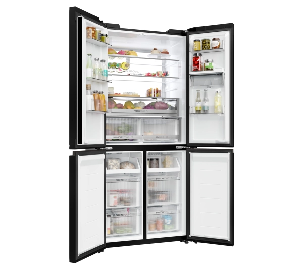 Haier HCKR7819DWGB Pełny No Frost Space Fit Czarne szkło Oświetlenie tylnej ściany - Kup na Raty - RRSO 0%