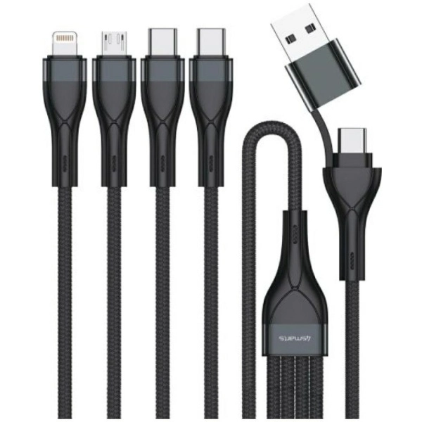 Kabel 4smarts USB-C do USB-A 4w1 1,2m Czarny
