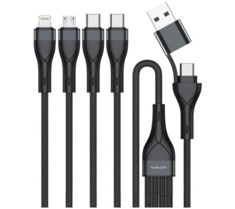 Kabel 4smarts USB-C do USB-A 4w1 1,2m Czarny