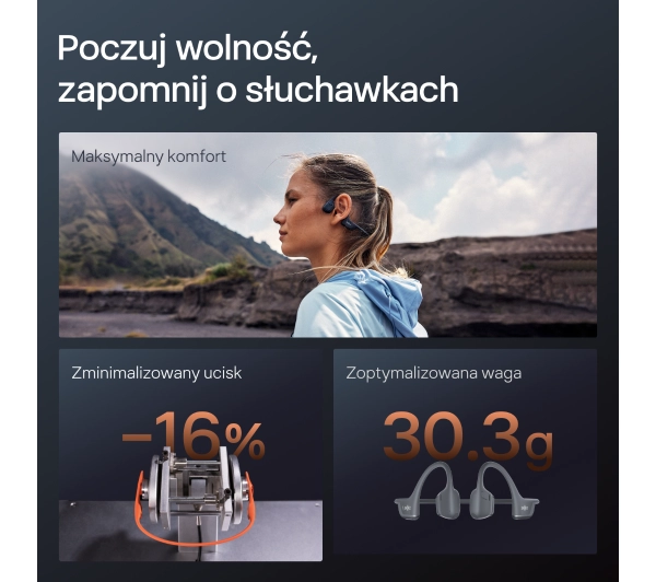Shokz OpenRun Pro 2 Mini Przewodnictwo kostne Bluetooth 5.3 Pomarańczowy - Kup na Raty - RRSO 0%