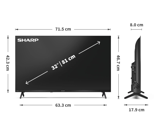 Sharp 32HF2765E 32" HD Ready Google TV DVB-T2 - Kup na Raty - RRSO 0%