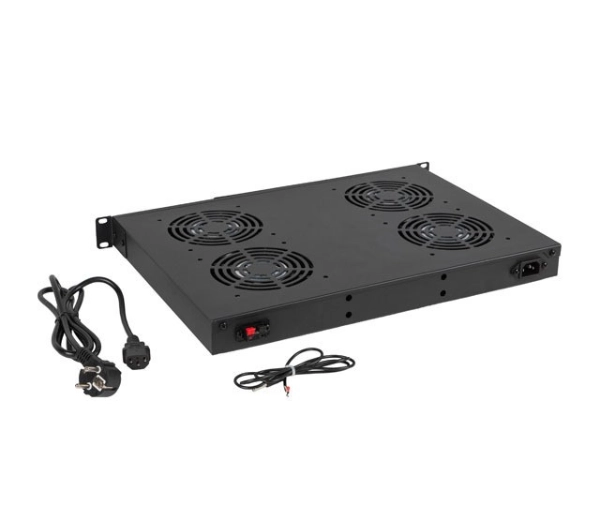 Lanberg AK-1503-B LCD Poziomy 1U z Termostatem do Szaf 19" 4 Wentylatory 230V Czarny - Kup na Raty - RRSO 0%