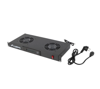 Panel wentylacyjny Lanberg AK-1502-B Poziomy 1U z Termostatem do Szaf 19" 2 Wentylatory 230V Czarny
