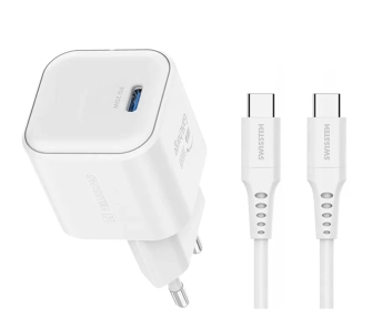 Ładowarka sieciowa Swissten 22070120 GaN 1x USB-C 20W Biały