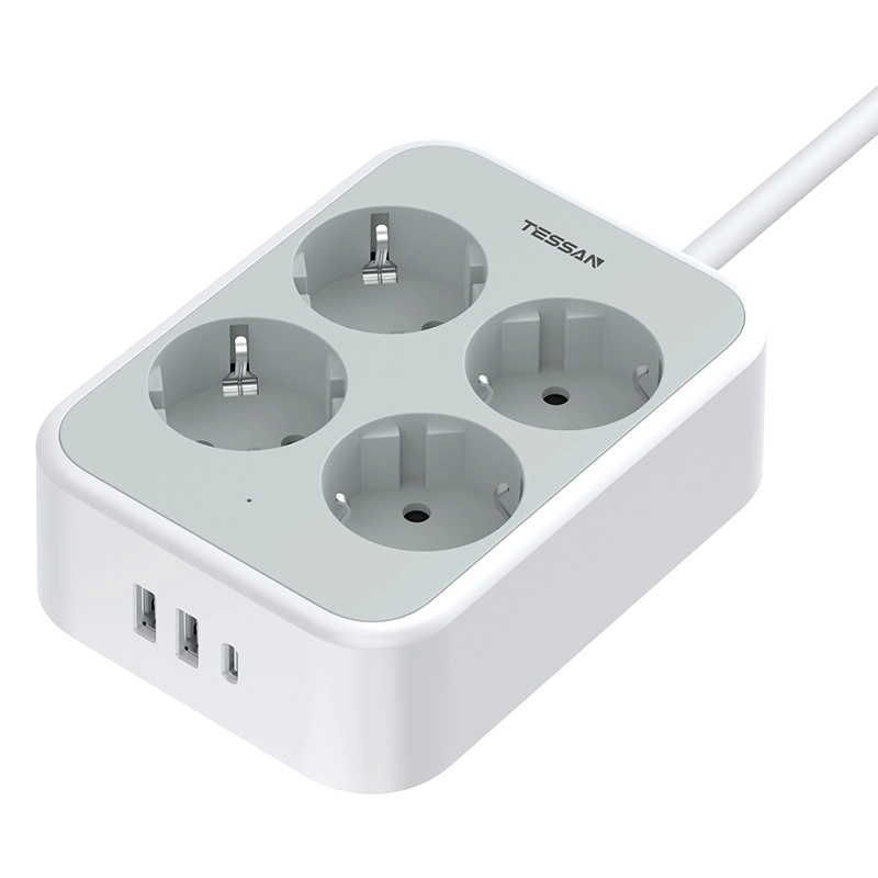 Listwa Tessan TS-PS01DE00 4 gniazda  2x USB-A 1x USB-C Biały
