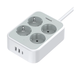 Listwa Tessan TS-PS01DE00 4 gniazda 2x USB-A 1x USB-C Biały