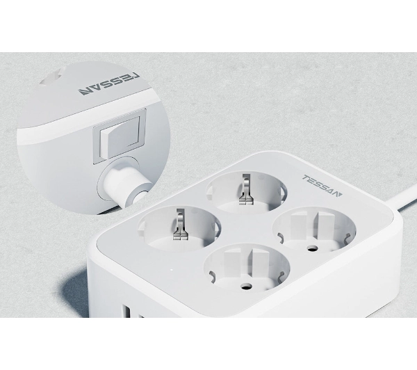 Tessan TS-PS01DE00 4 gniazda  2x USB-A 1x USB-C Biały