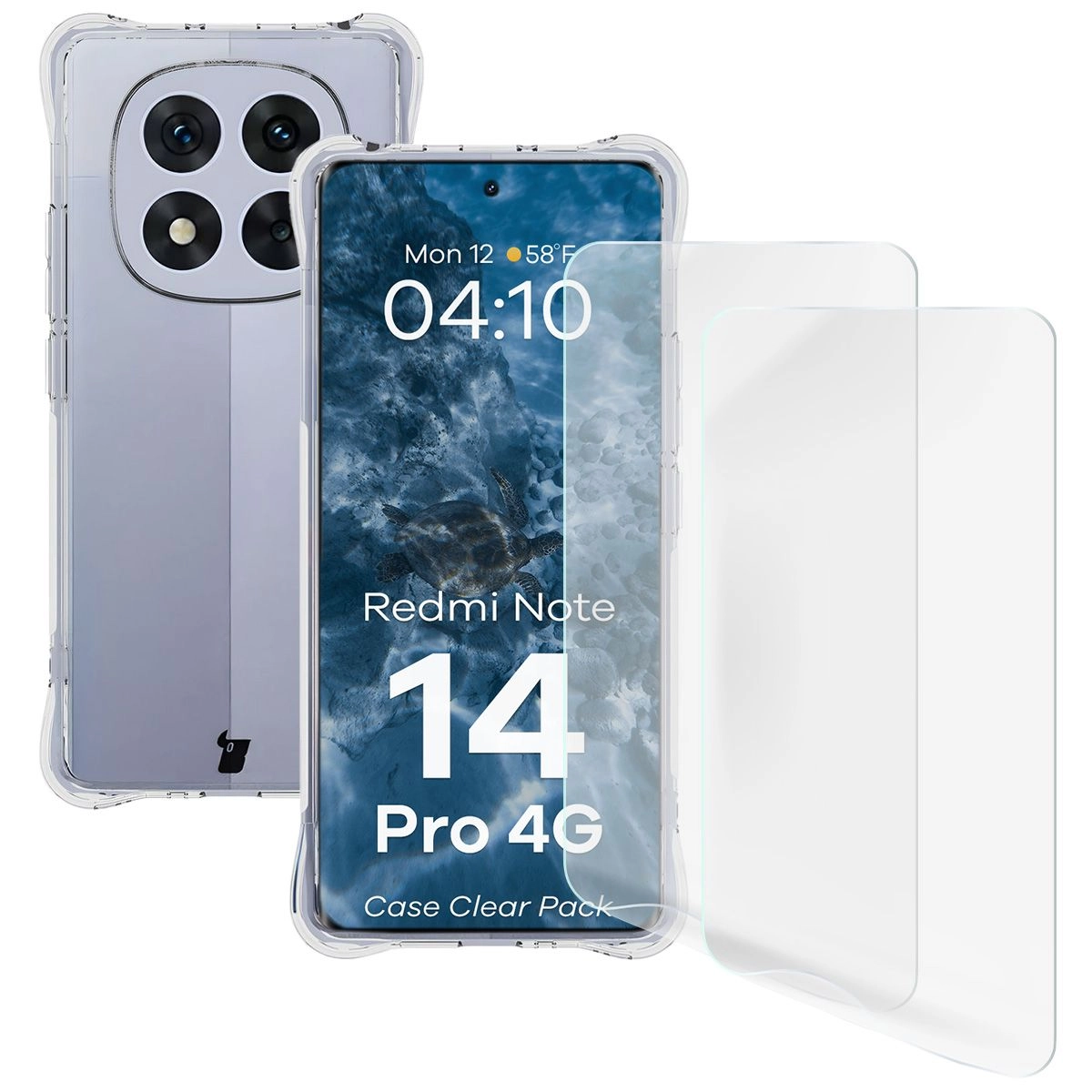 Zestaw ochronny Bizon elastyczne etui Salpa + 2x folia na ekran Clear Pack do Xiaomi Redmi Note 14 Pro 4G