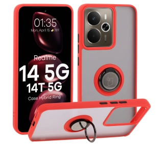 Bizon z uchwytem na palec Hybrid Ring do Xiaomi POCO F7 Pro Przydymione z Czerwoną ramką