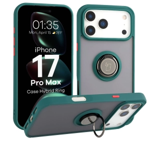 Bizon z uchwytem na palec Hybrid Ring do Apple iPhone 17 Pro Max Przydymione z zieloną ramką