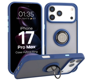 Bizon z uchwytem na palec Hybrid Ring do Apple iPhone 17 Pro Max Przydymione z granatową ramką