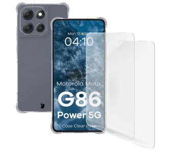 Zestaw ochronny Bizon elastyczne etui Salpa + 2x folia na ekran Clear Pack do Motorola Moto G86 5G