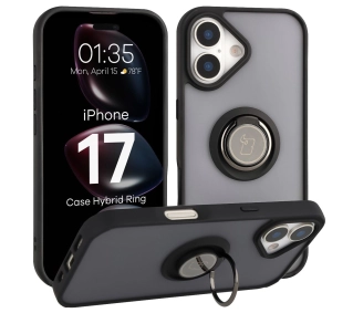 Bizon z uchwytem na palec Hybrid Ring do Honor 400 Lite 5G Przydymione z Czarną ramką