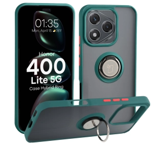 Bizon z uchwytem na palec Hybrid Ring do Honor 400 Lite 5G Przydymione z Zieloną ramką