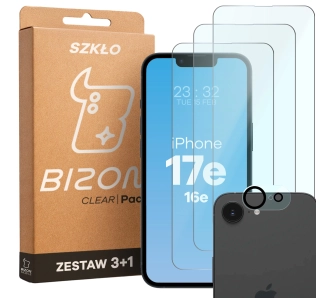 Zestaw ochronny Bizon 3x szkło + szybka na aparat Clear 2 Pack do Apple iPhone 16e/17e