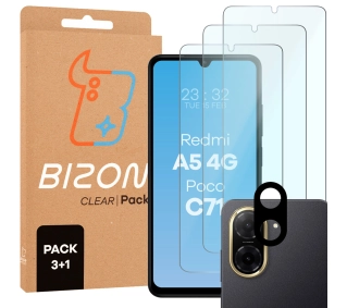 Bizon 3x szkło + szybka na aparat Clear 2 Pack do Xiaomi Redmi A5 4G / Xiaomi POCO C71 4G