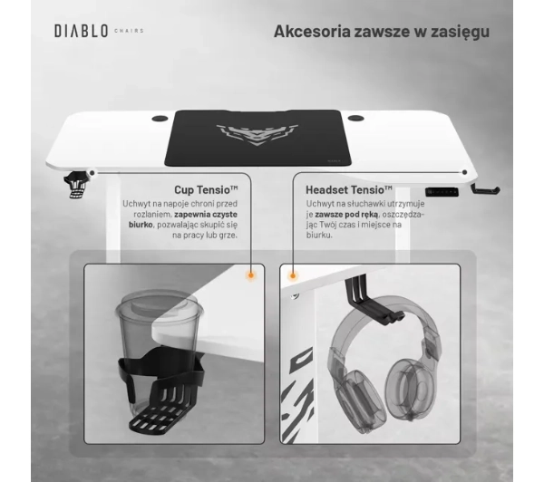 Diablo Chairs X-Tensio 1600 160cm Regulacja wysokości Biały - Kup na Raty - RRSO 0%