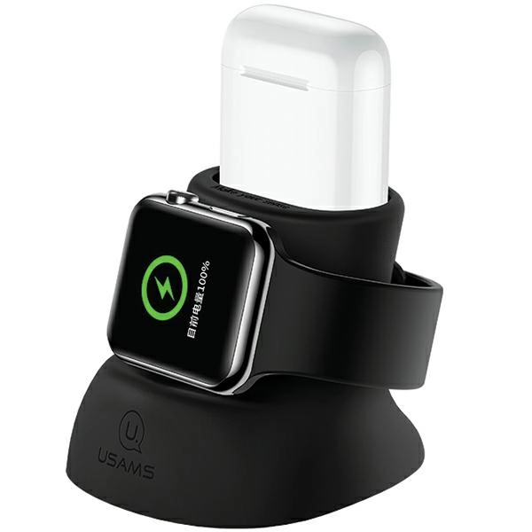 Stojak USAMS US-ZJ051 2w1 do ładowania Apple Watch i AirPods Czarny