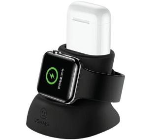 USAMS US-ZJ051 2w1 do ładowania Apple Watch i AirPods Czarny