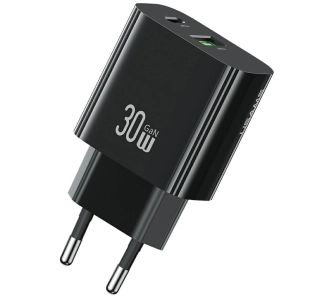 Ładowarka sieciowa USAMS CC316 T65 30W 1x USB-C 1x USB-A Fast Charging Czarny