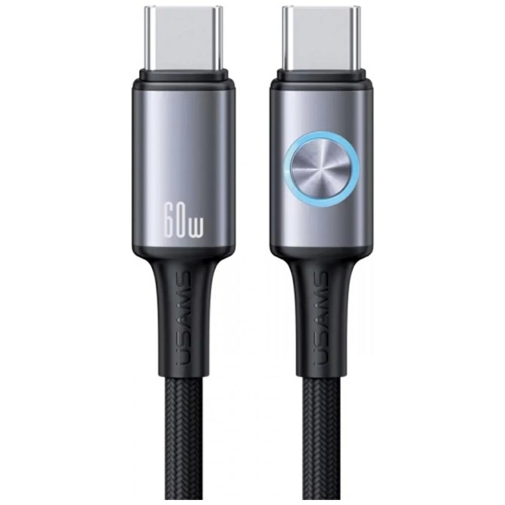 Kabel USAMS Huan Series 60W USB-C do USB-C 1,2m Srebrny