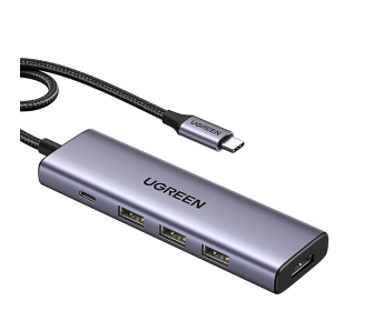 Hub USB UGREEN CM511 HDMI 4K 60Hz 3x USB 3.0 5Gbps PD 100W Srebrny